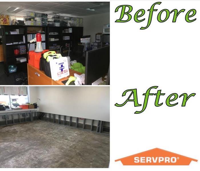 Before and After photos of water damaged commercial property